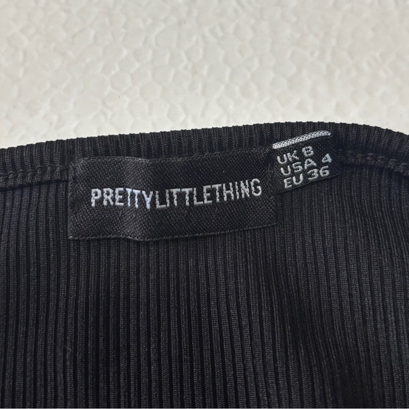 Pretty Little Thing Front Lace Up Black Thing Bodysuit - Picture 3 of 6